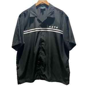 MT:2 Mens Size XL Black Short Sleeve Shirt‎ Diamond Club Heart Spade Made In USA